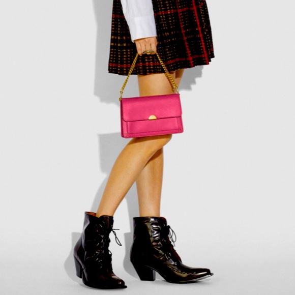 COACH 1941 DREAMER GLOVE TANNED LEATHER CONVERTIBLE CROSSBODY GOLD CHAIN PINK - Picture 2 of 15